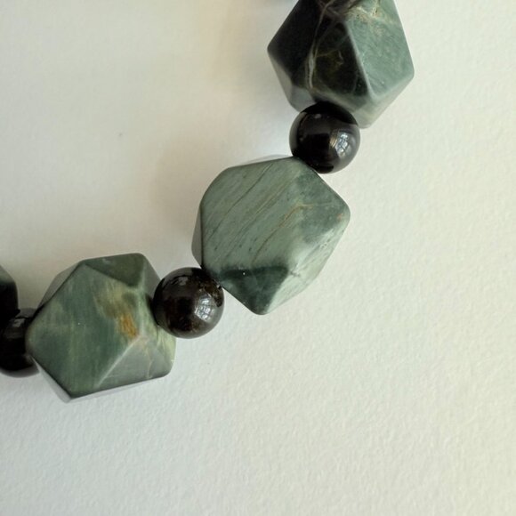 Hawk’s Eye Bracelet 12mm | Octagon Cut Barrel Beads | Handmade Focus & Protectio - Picture 5 of 6